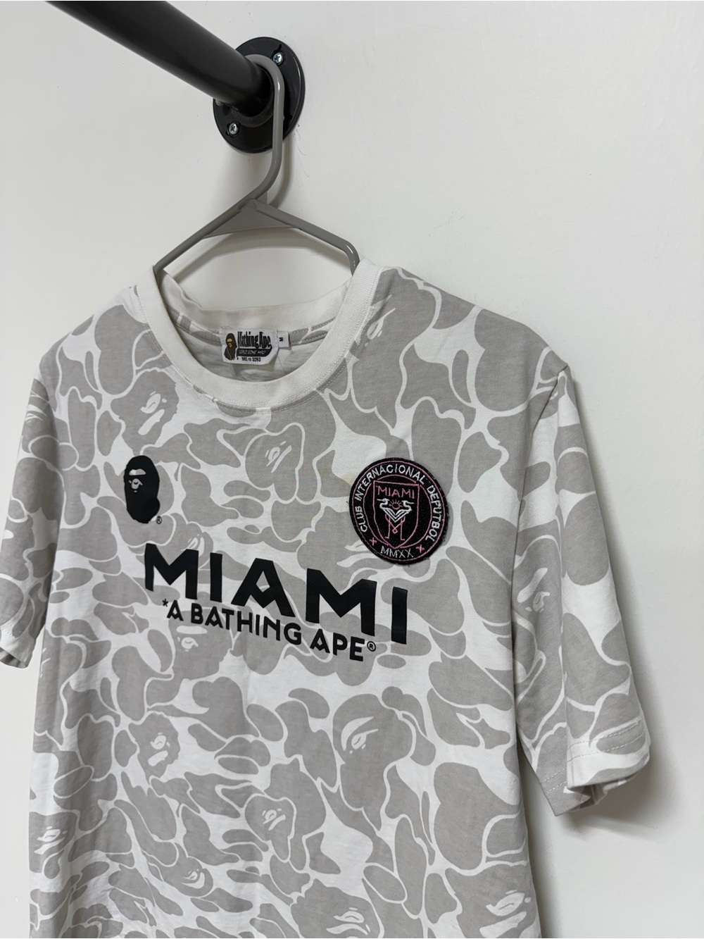 A Bathing Ape Miami Camo Logo Tee - Grey & White